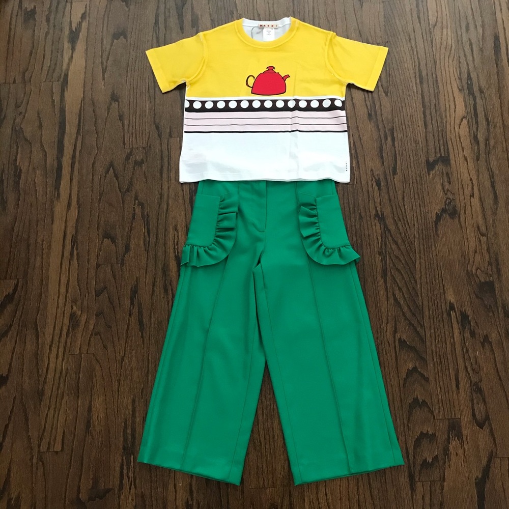 NWT Marni Teapot Tee + Green Cropped Pants
